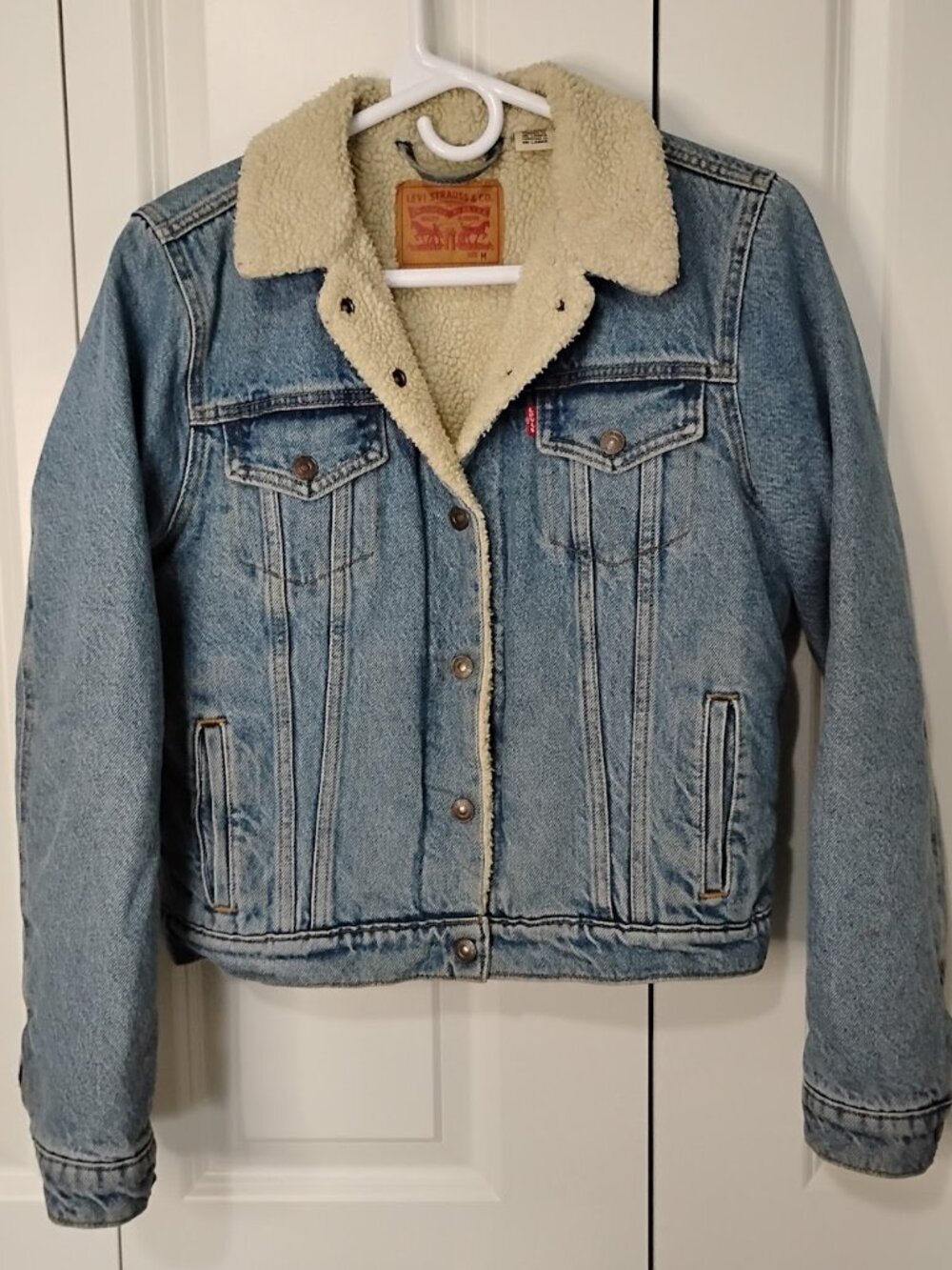 Levi's Women's Blue Denim Long Sleeve Original Sherpa Trucker Jacket Size M
